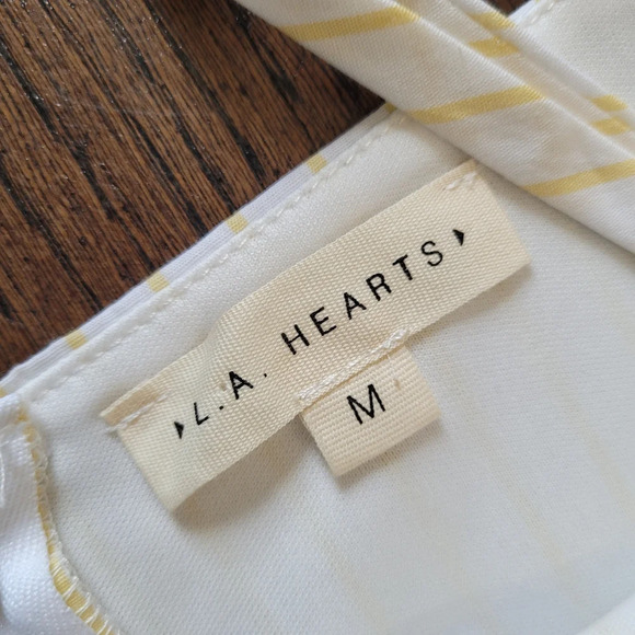 L.A Hearts Pacsun White and Yellow Stripe Spaghetti Strap Mini Dress Size Medium - Picture 9 of 10